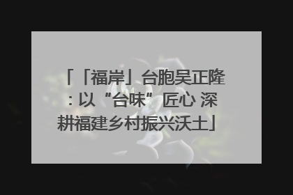 「福岸」台胞吴正隆：以“台味”匠心 深耕福建乡村振兴沃土