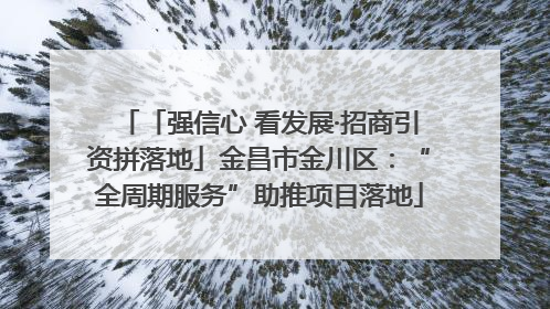 「强信心 看发展·招商引资拼落地」金昌市金川区：“全周期服务”助推项目落地
