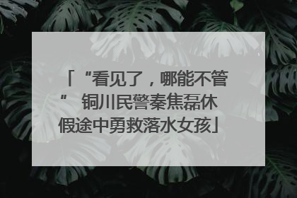 “看见了，哪能不管” 铜川民警秦焦磊休假途中勇救落水女孩