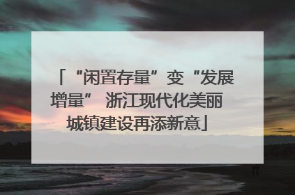 “闲置存量”变“发展增量” 浙江现代化美丽城镇建设再添新意
