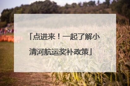 点进来！一起了解小清河航运奖补政策