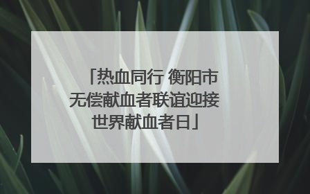 热血同行 衡阳市无偿献血者联谊迎接世界献血者日