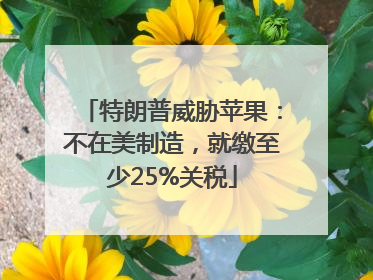 特朗普威胁苹果：不在美制造，就缴至少25%关税