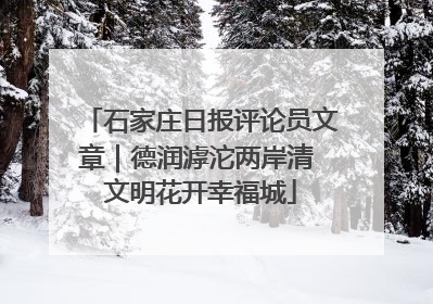 石家庄日报评论员文章｜德润滹沱两岸清 文明花开幸福城
