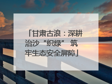 甘肃古浪：深耕治沙“织绿” 筑牢生态安全屏障