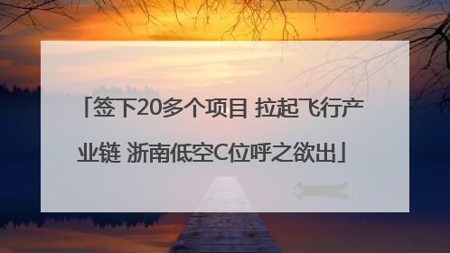 签下20多个项目 拉起飞行产业链 浙南低空C位呼之欲出