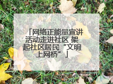 网络正能量宣讲活动走进社区 架起社区居民“文明上网桥”