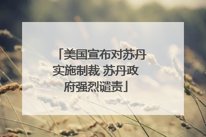 美国宣布对苏丹实施制裁 苏丹政府强烈谴责