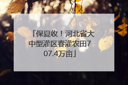 保夏收！河北省大中型灌区春灌农田707.4万亩