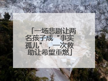 一场悲剧让两名孩子成“事实孤儿”，一次救助让希望重燃