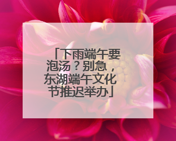 下雨端午要泡汤？别急，东湖端午文化节推迟举办