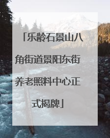 乐龄石景山八角街道景阳东街养老照料中心正式揭牌