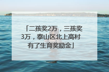 二孩奖2万，三孩奖3万，泰山区北上高村有了生育奖励金