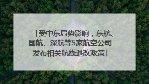 受中东局势影响，东航、国航、深航等5家航空公司发布相关航线退改政策