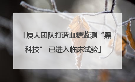 厦大团队打造血糖监测“黑科技” 已进入临床试验