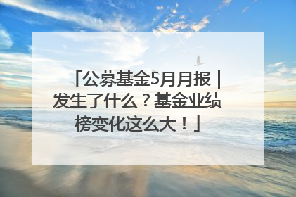 公募基金5月月报｜发生了什么？基金业绩榜变化这么大！