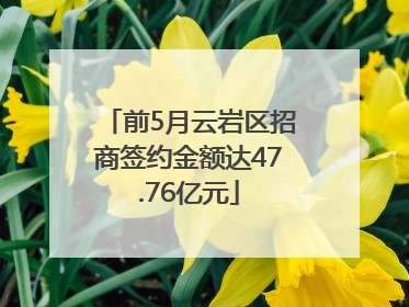 前5月云岩区招商签约金额达47.76亿元