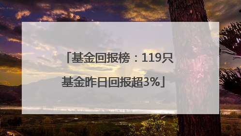 基金回报榜：119只基金昨日回报超3%