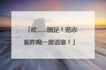 哎……国足！范志毅昨晚一度语塞！