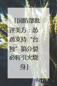 国防部批评美方：怂恿支持“台独”搞分裂必将引火烧身