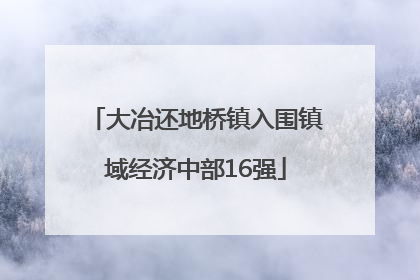 大冶还地桥镇入围镇域经济中部16强
