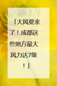 大风要来了！成都这些地方最大风力达7级！