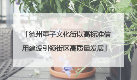 德州董子文化街以高标准信用建设引领街区高质量发展