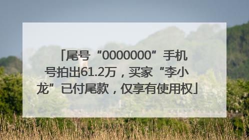 尾号“0000000”手机号拍出61.2万，买家“李小龙”已付尾款，仅享有使用权