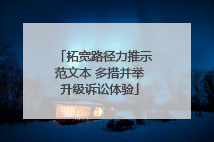 拓宽路径力推示范文本 多措并举升级诉讼体验