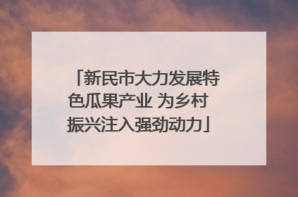 新民市大力发展特色瓜果产业 为乡村振兴注入强劲动力
