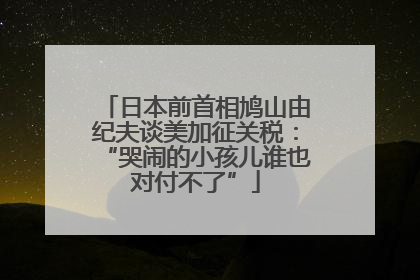 日本前首相鸠山由纪夫谈美加征关税：“哭闹的小孩儿谁也对付不了”