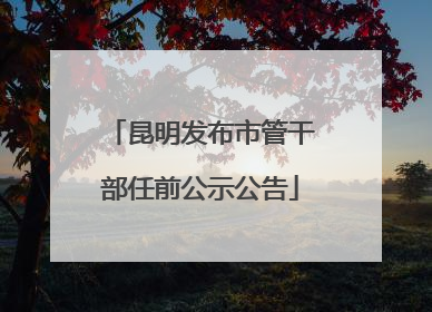 昆明发布市管干部任前公示公告