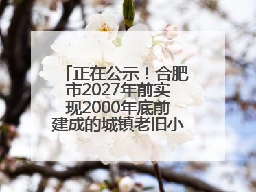正在公示！合肥市2027年前实现2000年底前建成的城镇老旧小区“应改尽改”