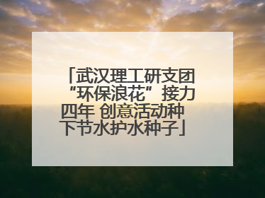 武汉理工研支团“环保浪花”接力四年 创意活动种下节水护水种子