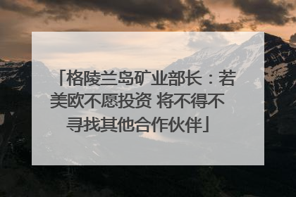 格陵兰岛矿业部长：若美欧不愿投资 将不得不寻找其他合作伙伴