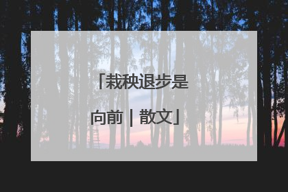 栽秧退步是向前｜散文