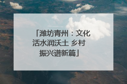 潍坊青州：文化活水润沃土 乡村振兴谱新篇