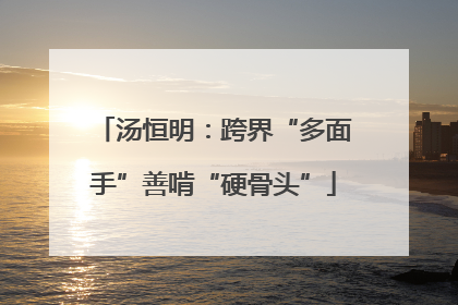 汤恒明：跨界“多面手”善啃“硬骨头”