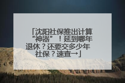 沈阳社保推出计算“神器”！延到哪年退休？还要交多少年社保？速查→