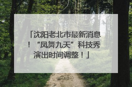 沈阳老北市最新消息！“凤舞九天”科技秀演出时间调整！