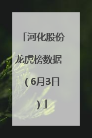 河化股份龙虎榜数据（6月3日）