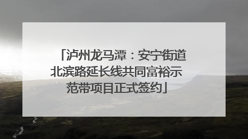 泸州龙马潭：安宁街道北滨路延长线共同富裕示范带项目正式签约