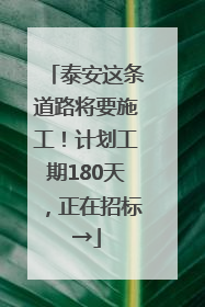 泰安这条道路将要施工！计划工期180天，正在招标→