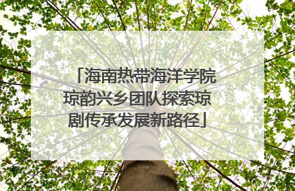 海南热带海洋学院琼韵兴乡团队探索琼剧传承发展新路径