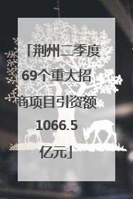 荆州二季度69个重大招商项目引资额1066.5亿元