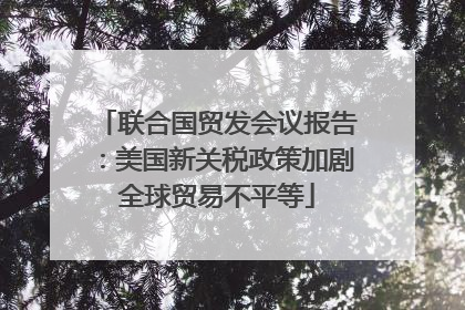 联合国贸发会议报告：美国新关税政策加剧全球贸易不平等