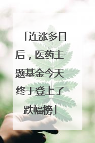 连涨多日后，医药主题基金今天终于登上了跌幅榜