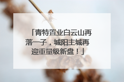 青特置业白云山再落一子，城阳主城再迎重量级新盘！