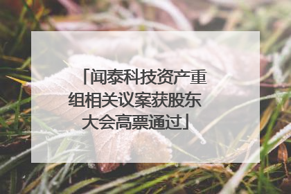 闻泰科技资产重组相关议案获股东大会高票通过