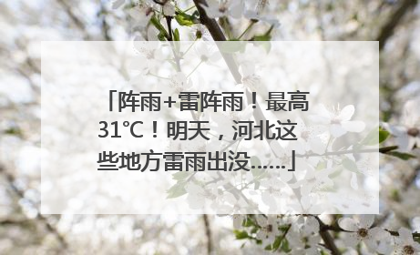 阵雨+雷阵雨！最高31℃！明天，河北这些地方雷雨出没……
